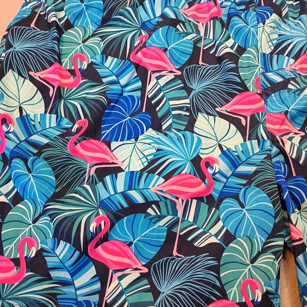 Member's Mark Men's Resort Swim Trunk Size XL Flamingo‎ Tropical Palm Leafs - Picture 9 of 12
